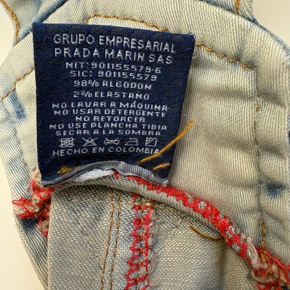 Marin kiog distressed denim jeans overalls mini dress women's size XS - Picture 7 of 9